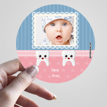 Kız Bebek için Gülen Diş Temalı Diş Sticker