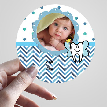 Mavi Beyaz Diş  Temalı Resimli Sticker