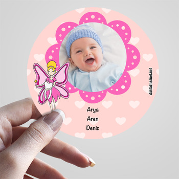 Pembe Kelebek Temalı Kız Bebek Diş sticker