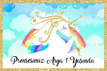 Altın Saçlı Unicorn Temalı Doğum Günü Konsept