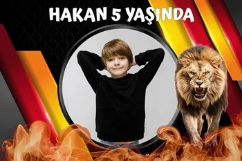 Aslan Sarı Kırmızı Fon Temalı Doğum Günü Konsepti