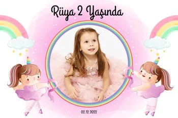 Balerin ile Pembe Kurdele Temalı Parti Konsept 