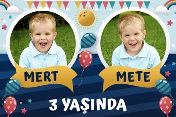 Balonlu İkiz Erkek Temalı Parti Konsept