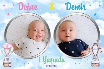 Bulutlarda İkiz Balonlar Temalı Parti Konsept 