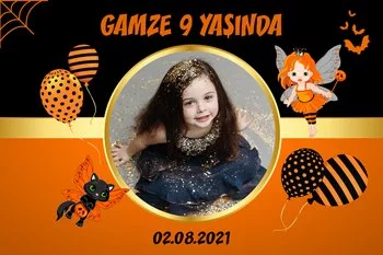 Cadı Kız Turuncu Fon Temalı Parti Konsept