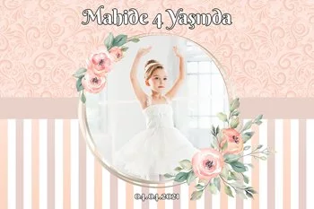 Çiçekli Çerçeve ile Somon Desen Temalı Parti Konsept