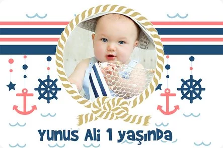 Denizci Mavi Beyaz Temalı Doğum Günü Konsepti