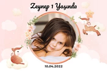 Geyik Yavrusu ile Bulutlar Temalı Parti Konsept 