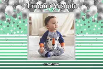 Gri Balonlar ve Yeşil Çizgiler Temalı Parti Konsept