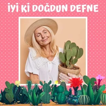 Kaktüs ile Pembe Puantiye Fon Temalı Parti Konsept