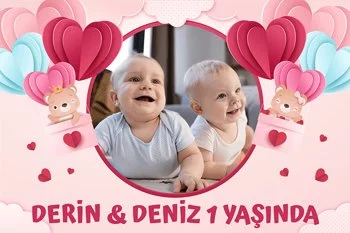 Kalpli Balonda İkiz Ayıcıklar Temalı Parti Konsept