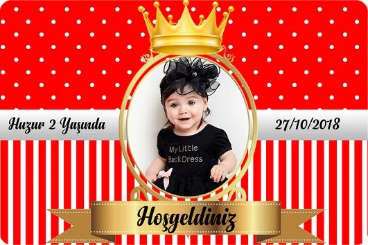 Kırmızı Beyaz Gold Çerçeveli Temalı Doğum Günü Konsepti