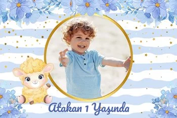 Kuzu Mavi Çizgili Temalı Parti Konsept