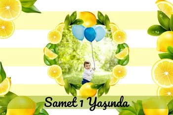 Limon Çerçeve ile Çizgili Fon Temalı Parti Konsept