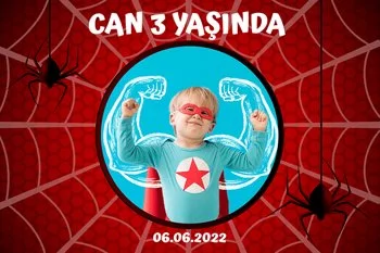 Örümcek Kırmızı Fon Temalı Parti Konsept