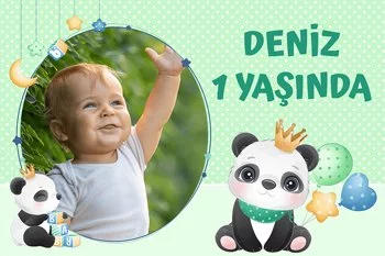Panda ile Yıldızlı Çerçeve Temalı Doğum Günü Konsepti