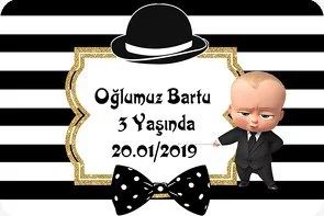 Patron Bebek Siyah Beyaz Desen Temalı Doğum Günü Konsepti