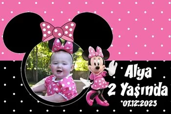 Pembe Siyah Minnie Mouse Temalı Doğum Günü Konsepti