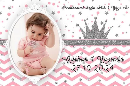  Pembe Zeminli Simli Gümüş Taç Doğum Günü Konsept