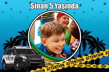 Polis Mavi Yıldız Fon Temalı Parti Konsept