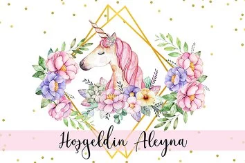 Renkli Çiçekli Unicorn Temalı Parti Konsept