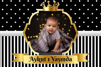 Siyah Beyaz Puantiye ile Gold Çerçeve Temalı Parti Konsept