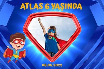 Süperman Mavi Fon Temalı Doğum Günü Parti Konsept