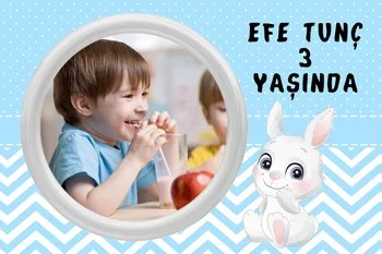 Tavşan ile Mavi Puantiye Fon Temalı Doğum Günü Konsepti