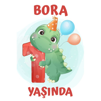 1 Yaş Dinazor Temalı Doğum Günü Afiş