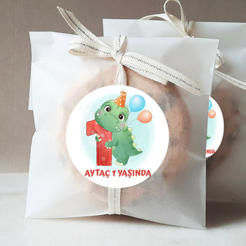 1 Yaş Dinazor Temalı Sticker