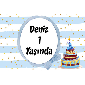 1 Yaş Pasta Temalı Doğum Günü Afiş