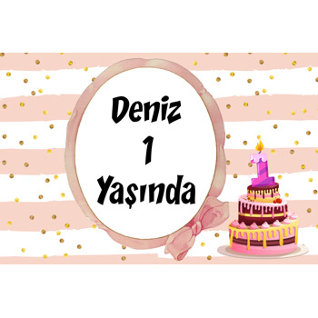 1 Yaş Pasta Temalı Doğum Günü Afiş