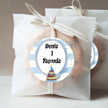 1 Yaş Pasta Temalı Parti Sticker