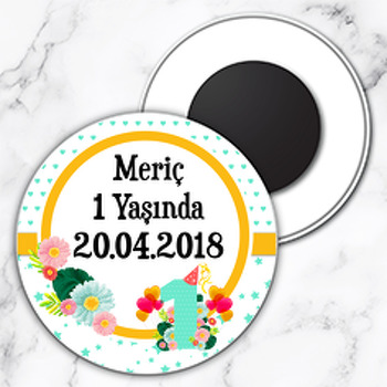 1 Yaşında  Temalı Daire Plastik Magnet