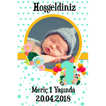1 Yaşında Temalı Doğum Günü Afiş
