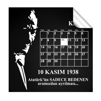 10 Kasım Günü ile Atatürk Silüeti Temalı Kare Etiket