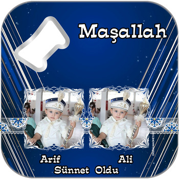 2 Resimli Sünnet Temalı Kare Magnet Açacak