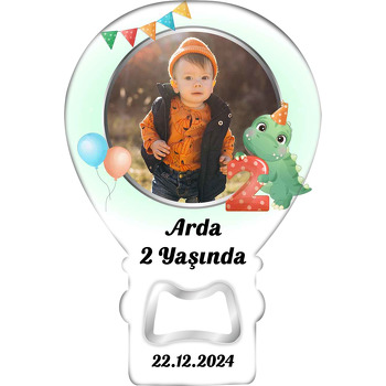 2 Yaş Dinozor ile Balonlar Temalı Balon Ahşap Magnet 