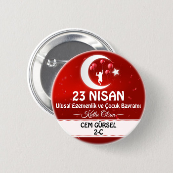 23 Nisan ile Ay Yıldız Temalı İğneli Buton Rozet