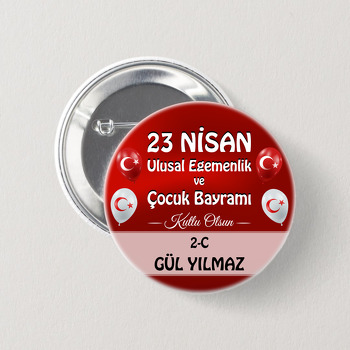 23 Nisan ile Balon Temalı İğneli Buton Rozet