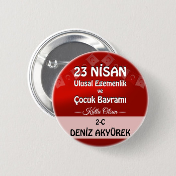 23 Nisan ile Bayrak Temalı İğneli Buton Rozet