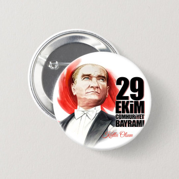 29 Ekim Cumhuriyet Bayramı ile Smokinli Atatürk Temalı İğneli Buton Rozet