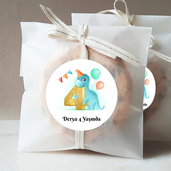 4 Yaş Dinazor Temalı Parti Sticker