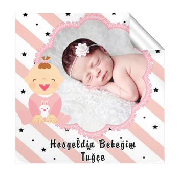 Hoşgeldin Temalı Bebek  Kare Etiketi