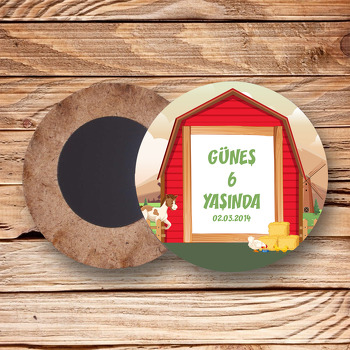 Ev Çerçeveli Çiftlik Temalı Ahşap Daire Magnet