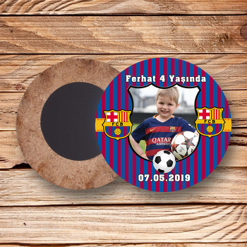 Barcelona  Temalı Resimli Ahşap Daire Magnet