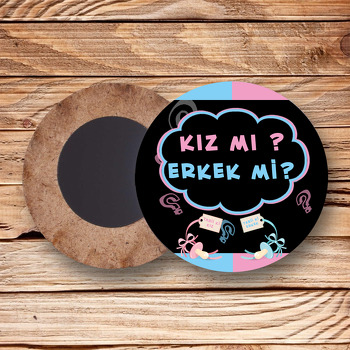 Cinsiyet Temalı  Ahşap Daire Magnet