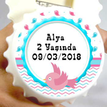 Pink Bird Temalı Kapak Şekilli Magnet Açacak