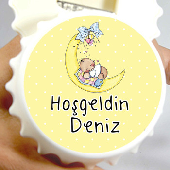 Sarı Zeminli Ay ve Bebek Temalı Kapak Açacak