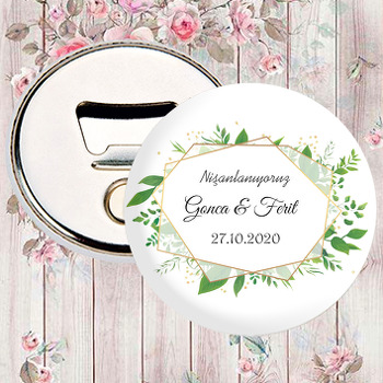 Yeşil Yapraklar Temalı Söz Nişan Nikah Magnet Açacak